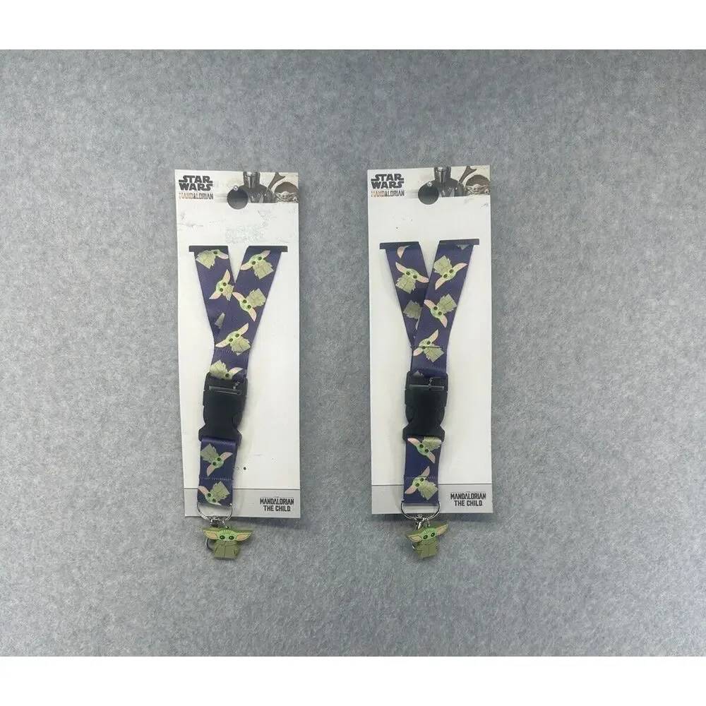Star Wars Baby Yoda Mandalorian Lanyard Keychain Holder Purple Green Set Of 2